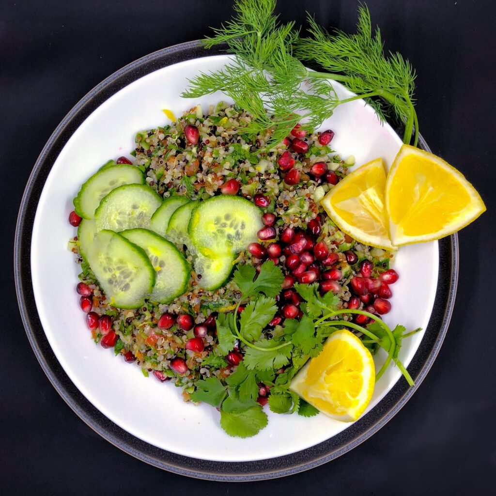 Cilantro Tabouli with Pomegranate Seeds