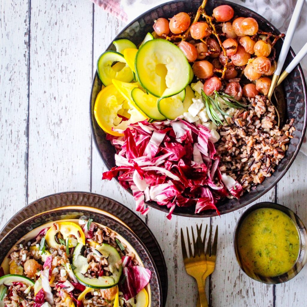 Wild Rice Salad with Blistered Grapes and the Easiest Tarragon Dressing