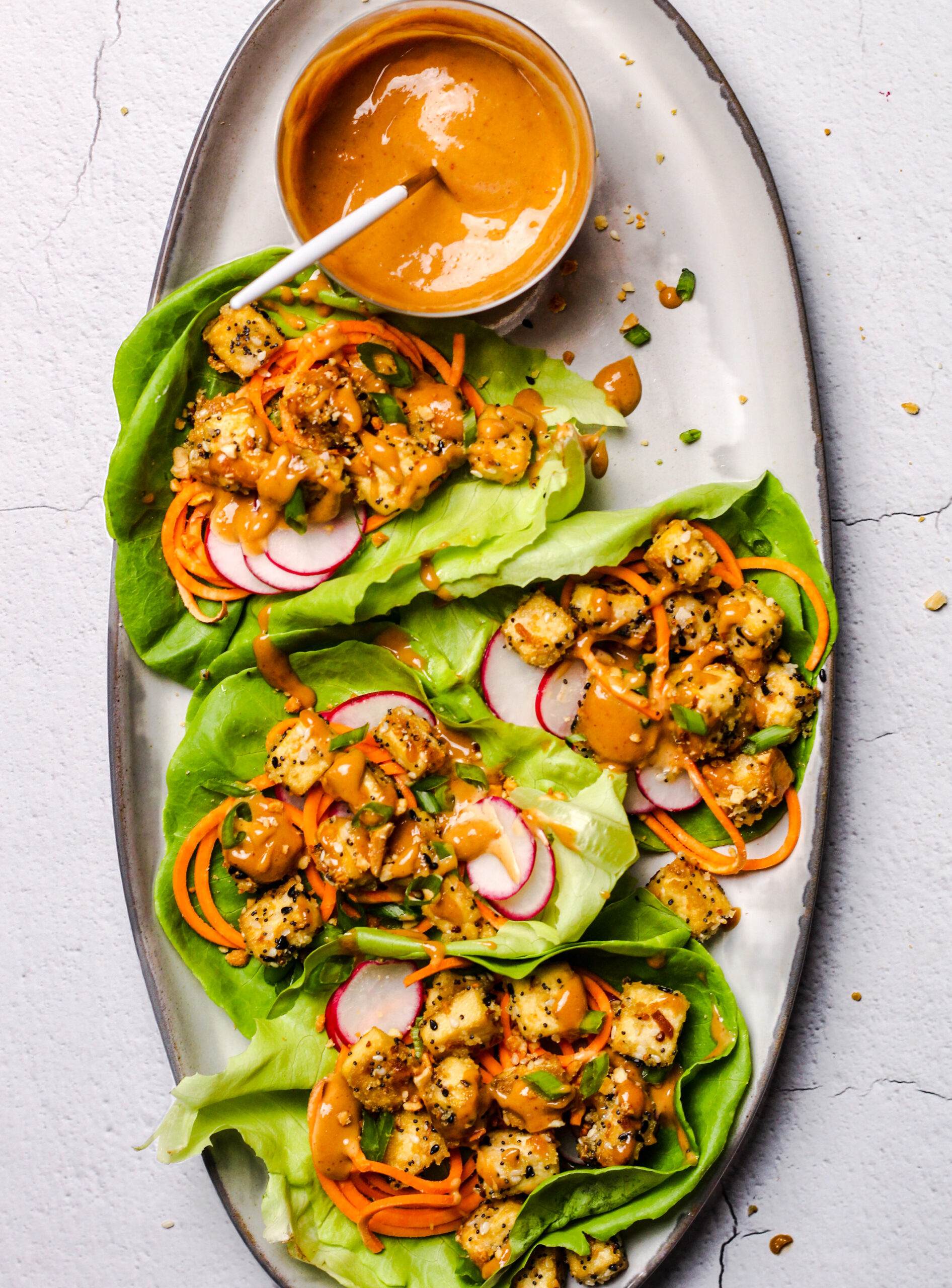 Everything Bagel Seasoning Crusted Tofu Lettuce Wraps - Mom Under Pressure