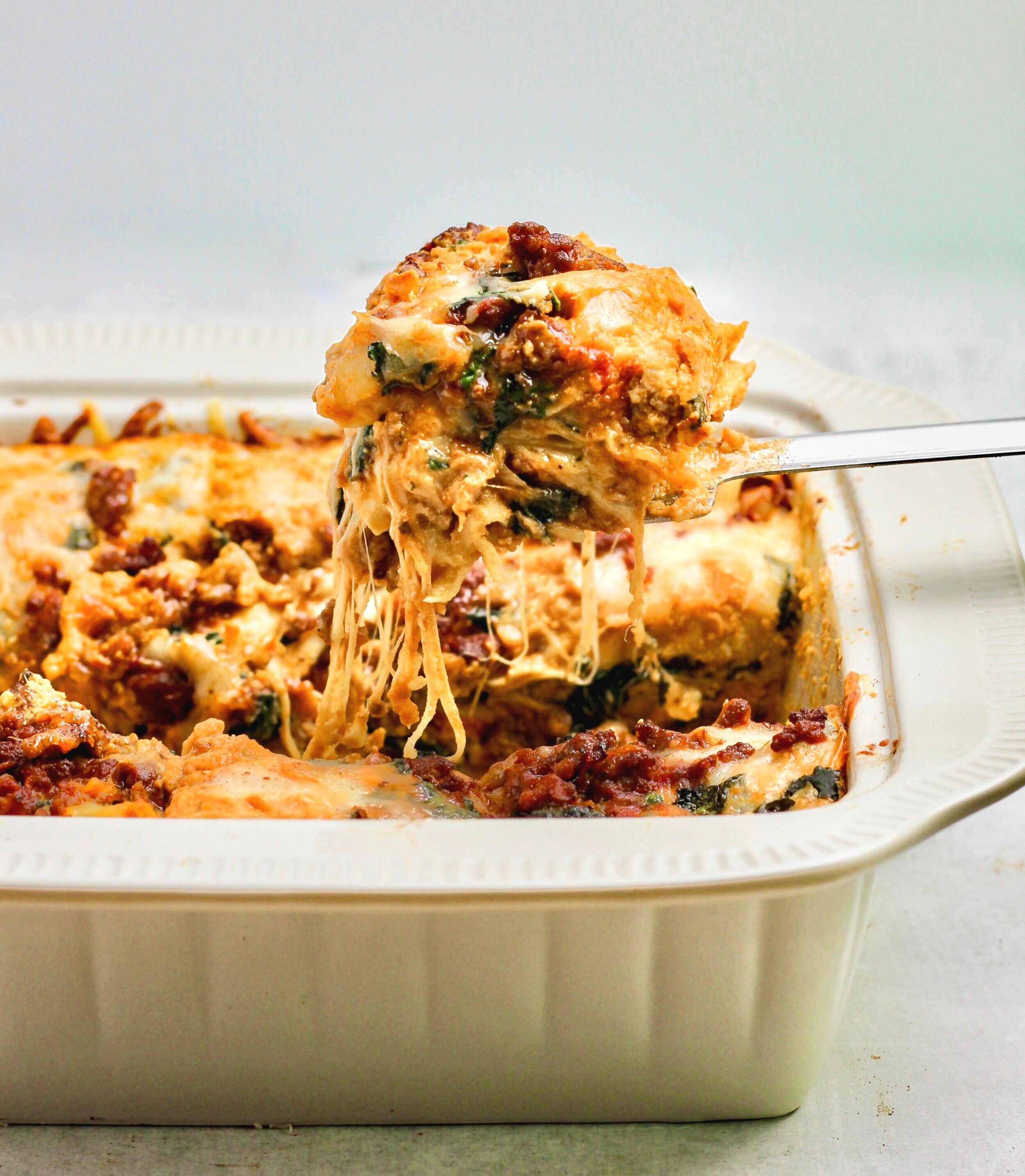 Pumpkin Lasagna with Sausage and Spinach - Mom Under Pressure