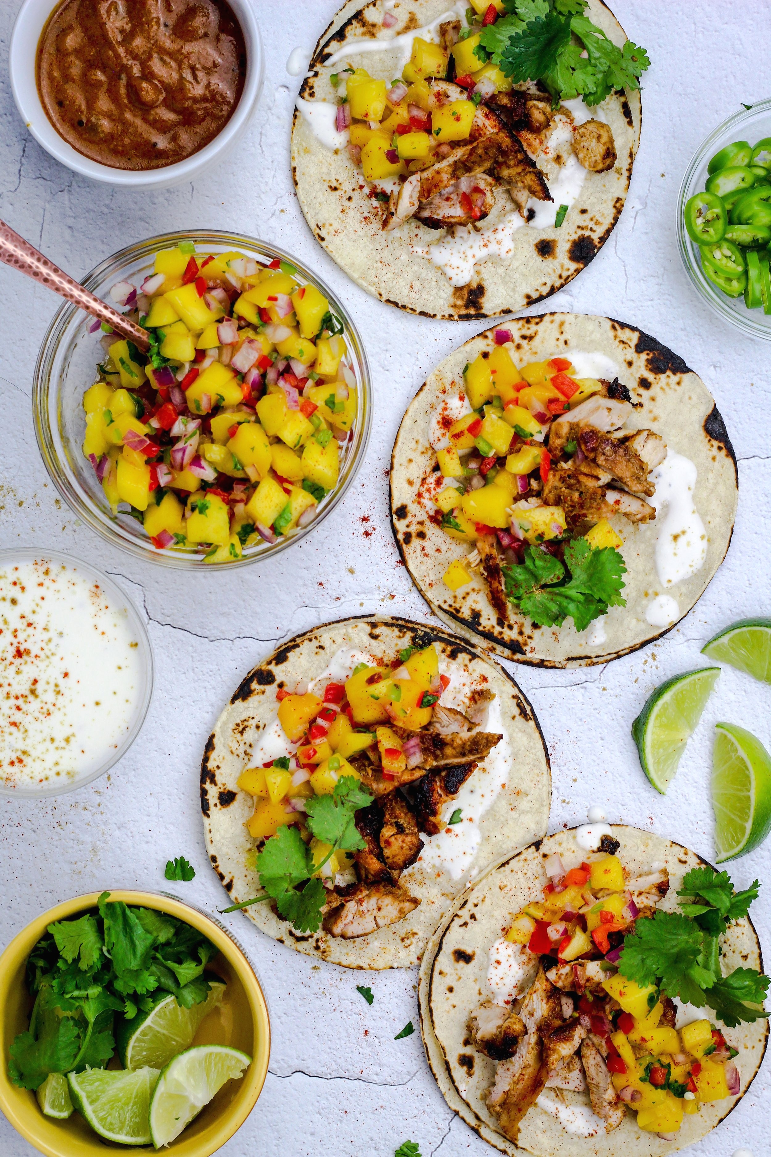 Coconut Curry Chicken Tacos with Mango Salsa and Lime ...