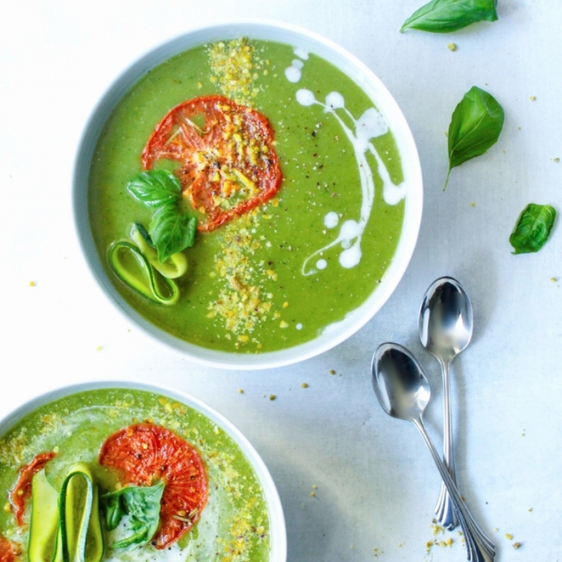 Instant Pot Chilled Zucchini Soup with Spinach and Basil Mom